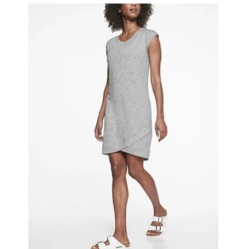 Athleta Gray Criss Cross Sleeve Mini Dress S